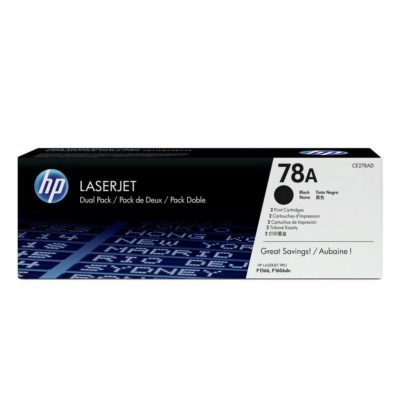 Hp 78A Toner, Black Dual Pack, CE278AD (package 2 each) Hp 78A Toner, Black Dual Pack, CE278AD (package 2 each)
